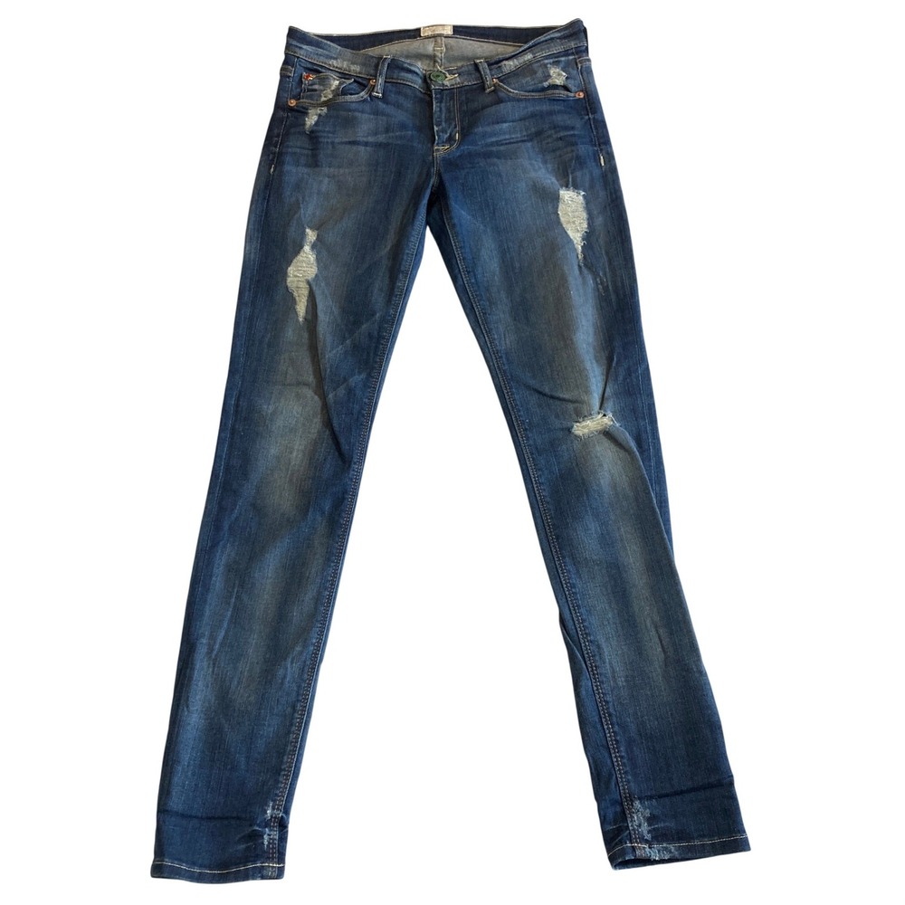 Hudson Jeans Women 26 Krista Super Skinny Blue Distressed Low Rise‎ W407DIF USA